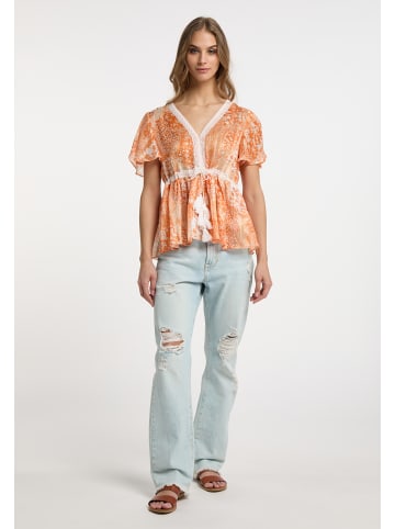 IZIA Damen Bluse in Orange Weiss