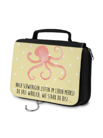Mr. & Mrs. Panda Waschtasche Tintenfisch mit Spruch in Gelb Pastell