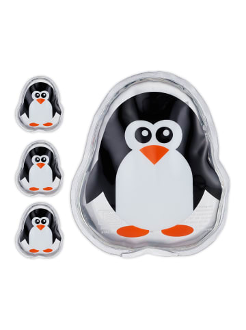 relaxdays 4 x Kühlpads Kinder "Pinguin" in Schwarz/ Weiß
