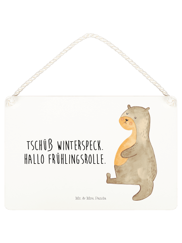 Mr. & Mrs. Panda Schild Otter Bauch mit Spruch in Weiß