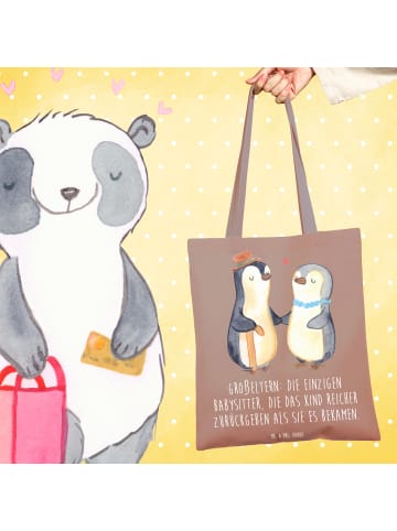 Mr. & Mrs. Panda Badetasche Großeltern Babysitter mit Spruch in Braun Pastell
