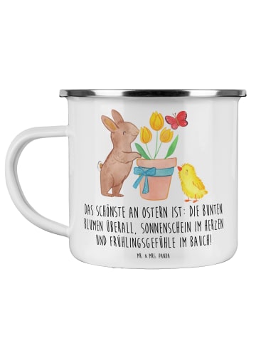 Mr. & Mrs. Panda Emaille Tasse Hase Küken mit Spruch in Weiß