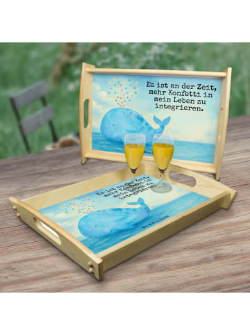 Mr. & Mrs. Panda Holztablett Wal Konfetti Design mit Spruch in Weiß