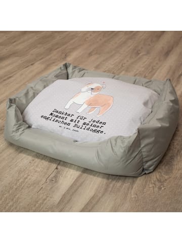 Mr. & Mrs. Panda Hundekorb Englische Bulldogge Moment mit Spruch in Grau Pastell