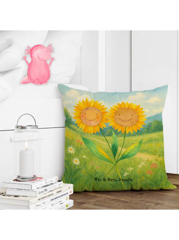 Mr. & Mrs. Panda Kissen Blume Sonnenblume Design ohne Spruch in Weiß