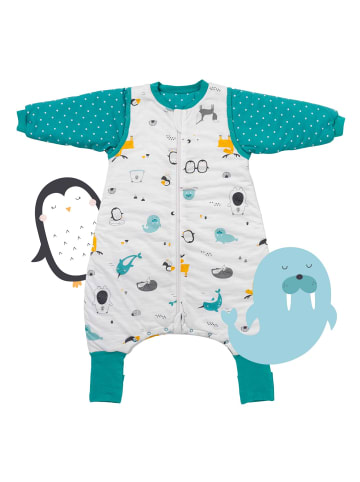 Schlummersack Bio Schlafsack mit Füßen und umklappbaren Bündchen 3.5 TOG in Türkis