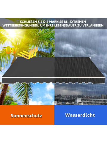 COSTWAY Markise 400x250cm mit kurbel in Grau