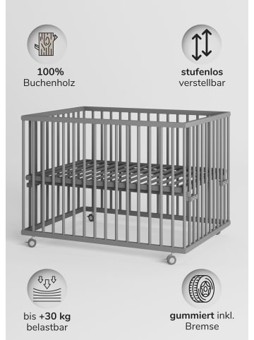 Sämann Sämann Laufgitter mit Lattenrost & Matratze SleepPlus - grau - Premium
