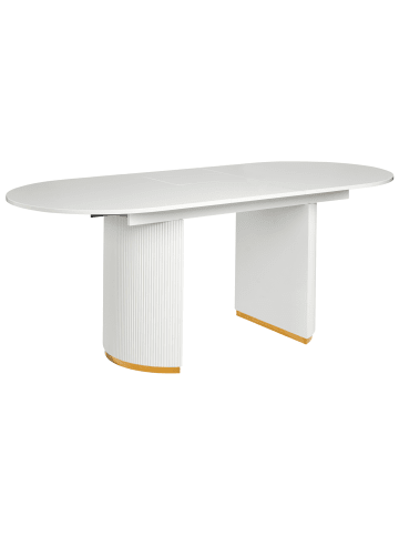 Beliani Ausziehbarer Tisch DULVERTON in Weiß/Gold - (W) 90 x (H) 75 x (L) 160 cm