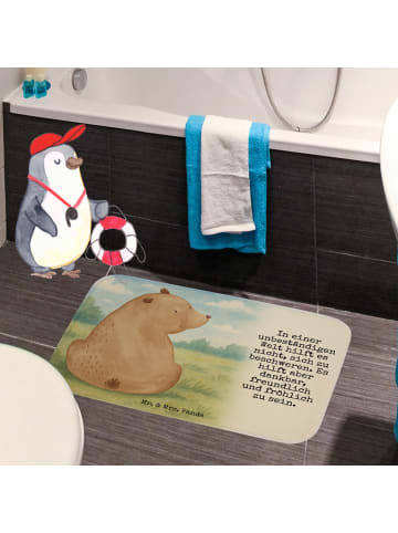 Mr. & Mrs. Panda Duschvorleger Bär Schulterblick Design mit Spruch in Weiß
