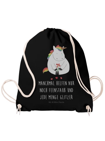 Mr. & Mrs. Panda Stoffbeutel Einhorn Traurig mit Spruch in Schwarz