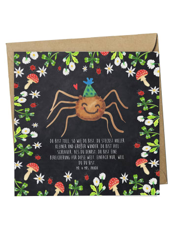 Mr. & Mrs. Panda Glückwunschkarte Spinne Agathe Party mit Spruch in Kreidetafel