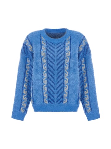 ebeeza Damen Strickpullover in Denim Blau