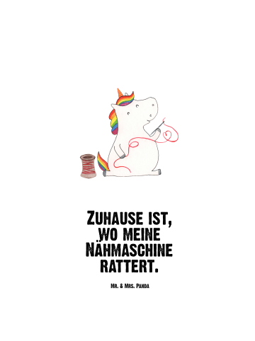 Mr. & Mrs. Panda Thermosflasche Einhorn Näherin mit Spruch in Weiß