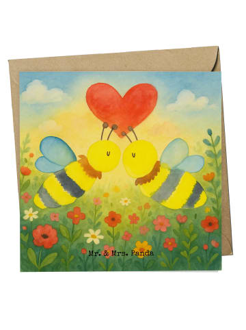Mr. & Mrs. Panda Grußkarte Biene Liebe Design ohne Spruch in Weiß