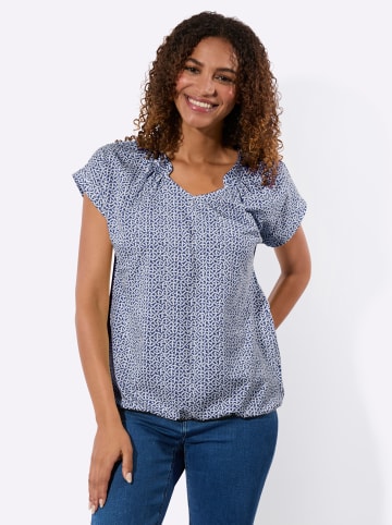 WITT WEIDEN Kurzarmshirt in royalblau-ecru-bedruckt