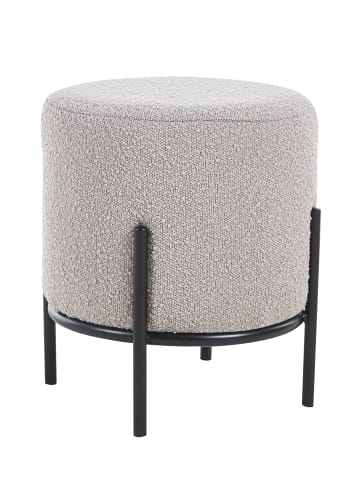 SalesFever Polsterhocker rund Ø35 cm Metallgestell schwarz und Bouclé-Stoff in Taupe