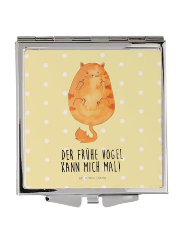 Mr. & Mrs. Panda Handtaschenspiegel quadratisch Katze Frühaufste... in Gelb Pastell