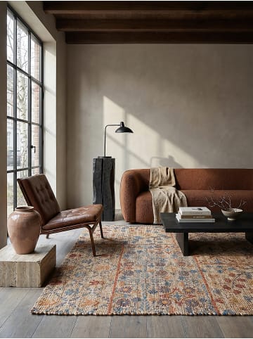 KADIMA DESIGN Naturfaser-Teppich Handgewebt AVILL Boho Patchwork Wohnzimmer in Natur-Blau
