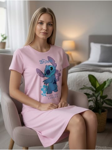 Lilo & Stitch Disney Lilo & Stitch Nachthemd Schlafshirt Pyjama Kurzarm Oberteil in rosa
