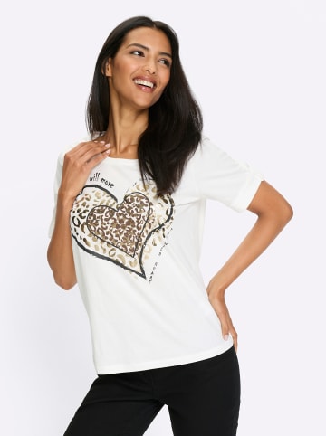 Sieh an! Kurzarm-Shirt in ecru-goldfarben