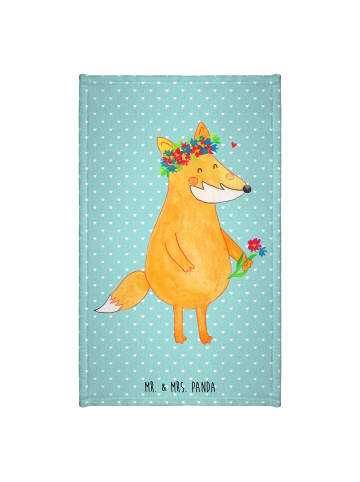 Mr. & Mrs. Panda Gästetuch Fuchs Blumen ohne Spruch in Türkis Pastell