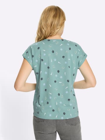 Sieh an! Rundhalsshirt in salbei-marine-bedruckt
