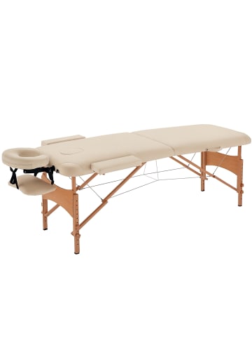 HOMCOM Massagetisch-210L x 81B x 67-92H cm-Cremeweiß