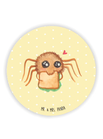 Mr. & Mrs. Panda Rund Magnet Spinne Agathe Sandwich ohne Spruch in Gelb Pastell