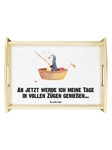 Mr. & Mrs. Panda Tablett Pinguin Angelboot mit Spruch in Weiß