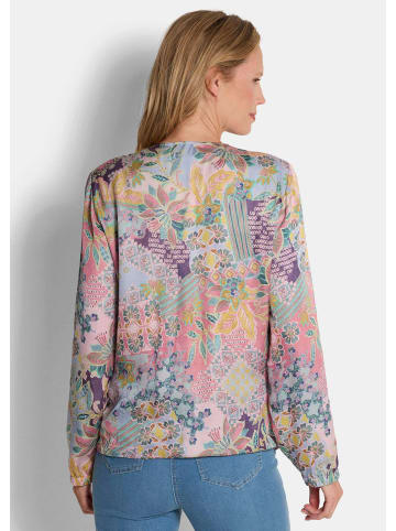 GOLDNER Satinjacke mit Patch-Design in salbei / rosé / gemustert