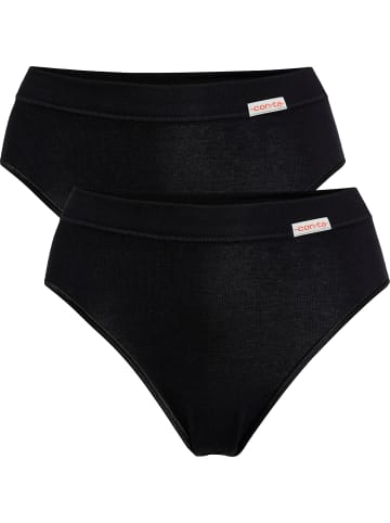 Con-ta Baumwolle, Feinripp Slip 2er-Pack in schwarz
