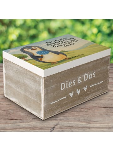 Mr. & Mrs. Panda Holzkiste Pinguin Lolli Design mit Spruch in Weiß