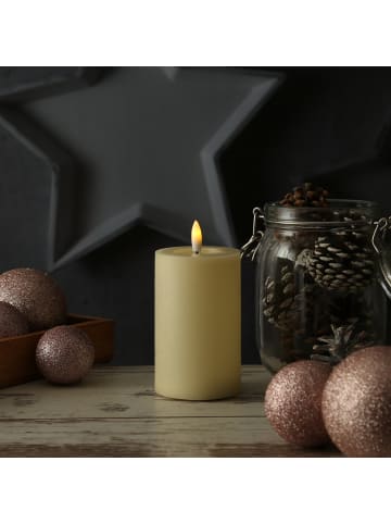 Adilina LED Kerze LINA Echtwachs Rustik-Optik 7x11cm in creme