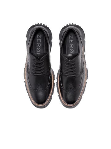 Cole Haan Schnürschuh 4.ZEROGRAND WINGTIP WINTER OXFORDS in BLACK GRAY PINSTRIPE WP