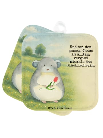 Mr. & Mrs. Panda 2er Set Topflappen  Chinchilla Blume Design mit... in Weiß