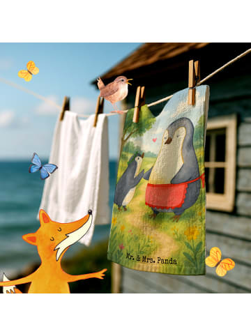 Mr. & Mrs. Panda Handtuch Gäste-WC Pinguin mit Kind Design ohne ... in Weiß
