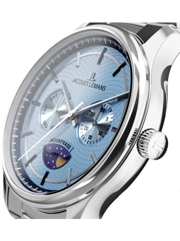 Jacques Lemans Armbanduhr für Herren Derby mit Mondphase Stahl/Blau