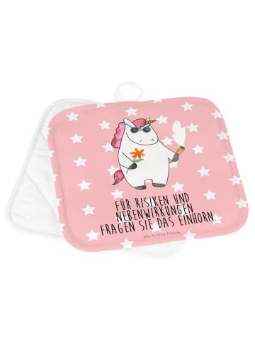 Mr. & Mrs. Panda Potholder Einhorn Woodstock mit Spruch in Rot Pastell