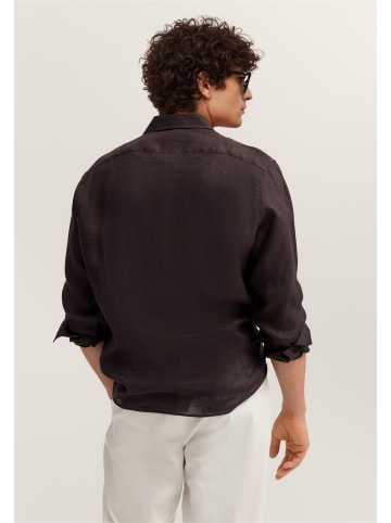 Bugatti Leinenhemd in 90-dunkelbraun