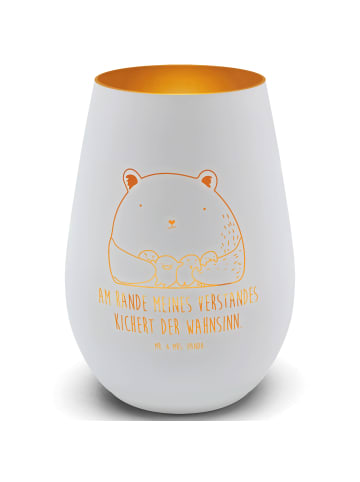 Mr. & Mrs. Panda Gold Windlicht Bär Gefühl mit Spruch in Weiß