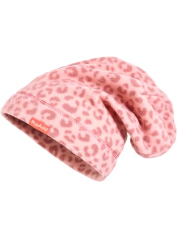 Playshoes Fleece-Beanie Leo-Print in Rosa