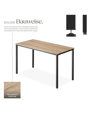tectake Schreibtisch Vanport 120 x 60 x 75,5 cm, Industrial Holz hell, Eiche Sonoma