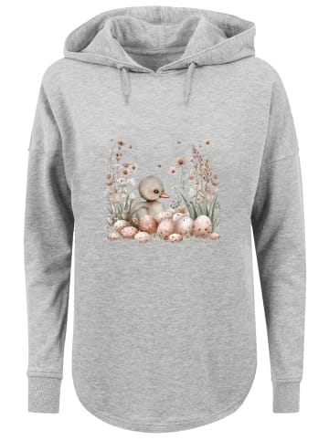 F4NT4STIC Oversized Hoodie Ente Ostereier Blumen Küken in grau