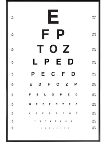 Juniqe Poster in Kunststoffrahmen "Eye Chart" in Schwarz & Weiß