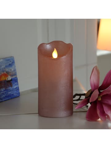 MARELIDA LED Kerze Twinkle Echtwachs bewegte Flamme D: 7,5cm H: 15cm in rosa