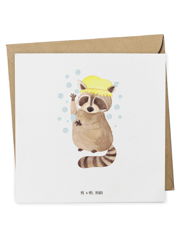 Mr. & Mrs. Panda Grußkarte Waschbär ohne Spruch in Weiß