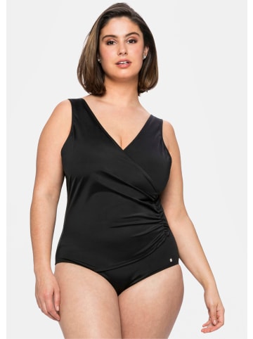 sheego Badeanzug in schwarz