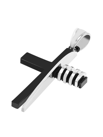 Adeliás Herren Anhänger – Kreuz Kreuzanhänger aus Edelstahl in schwarz