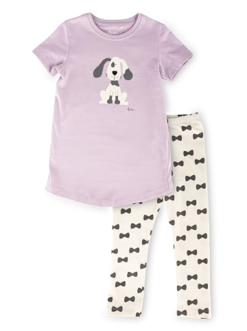 Sigikid Pyjama, kurzarm Kinder Schlafanzug in flieder/weiß